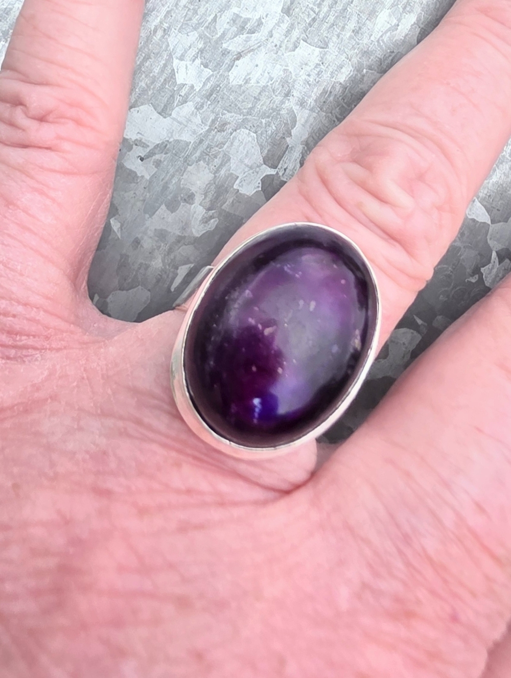 Purple Labradorite Gemstone Ring In 925 Sterling Silver (7) - Picture 7 of 14